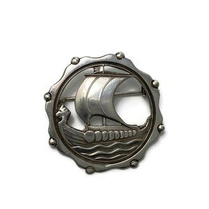 Carl Ove Frydensberg Sterling Viking Ship Brooch